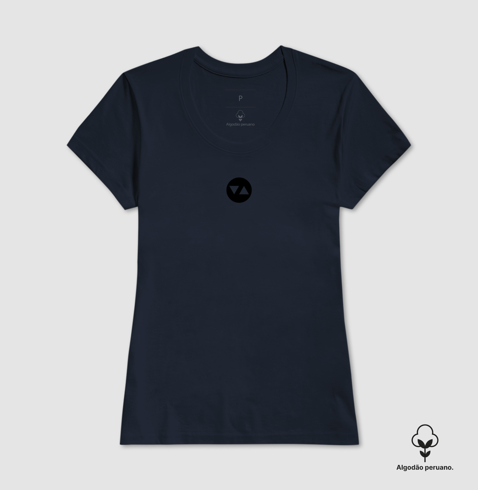 Camiseta Feminina Symbol Algodão Peruano Logo Preto Vazado Frente - ICSart Store: Criada para artistas