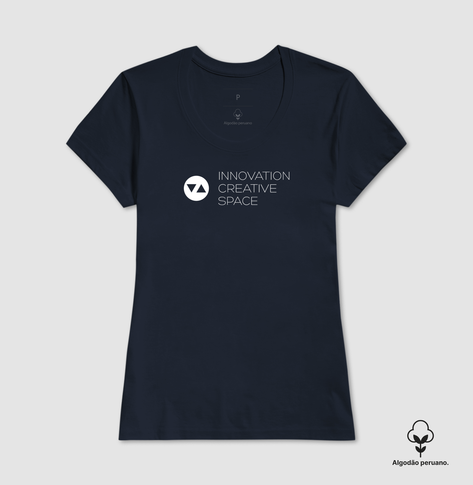 Camiseta Feminina Innovation Algodão Peruano Logo Branco Vazado Frente - ICSart Store: Criada para artistas