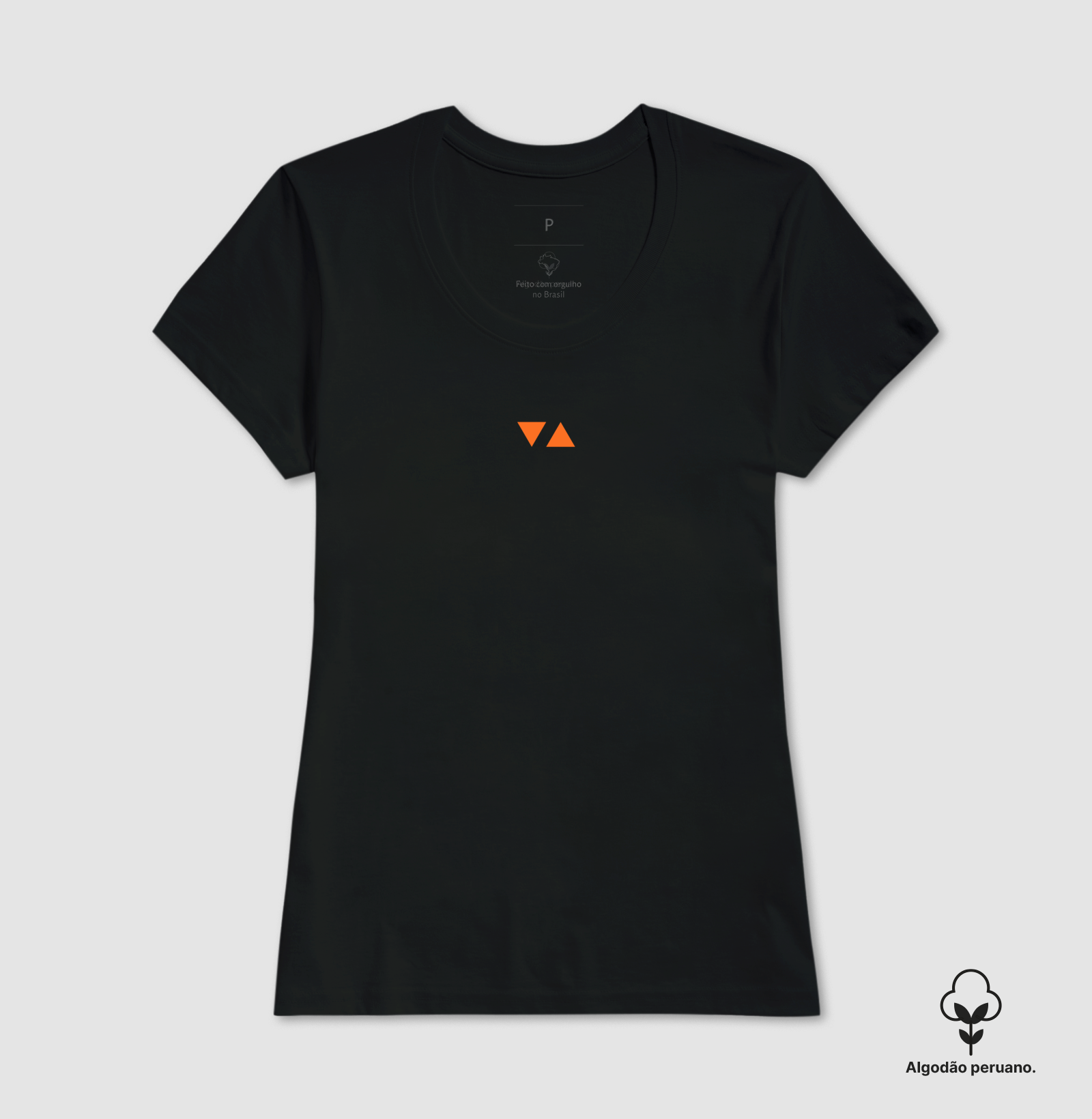 Camiseta Feminina Minimal Algodão Peruano Logo Laranja Escuro Frente - ICSart Store: Criada para artistas