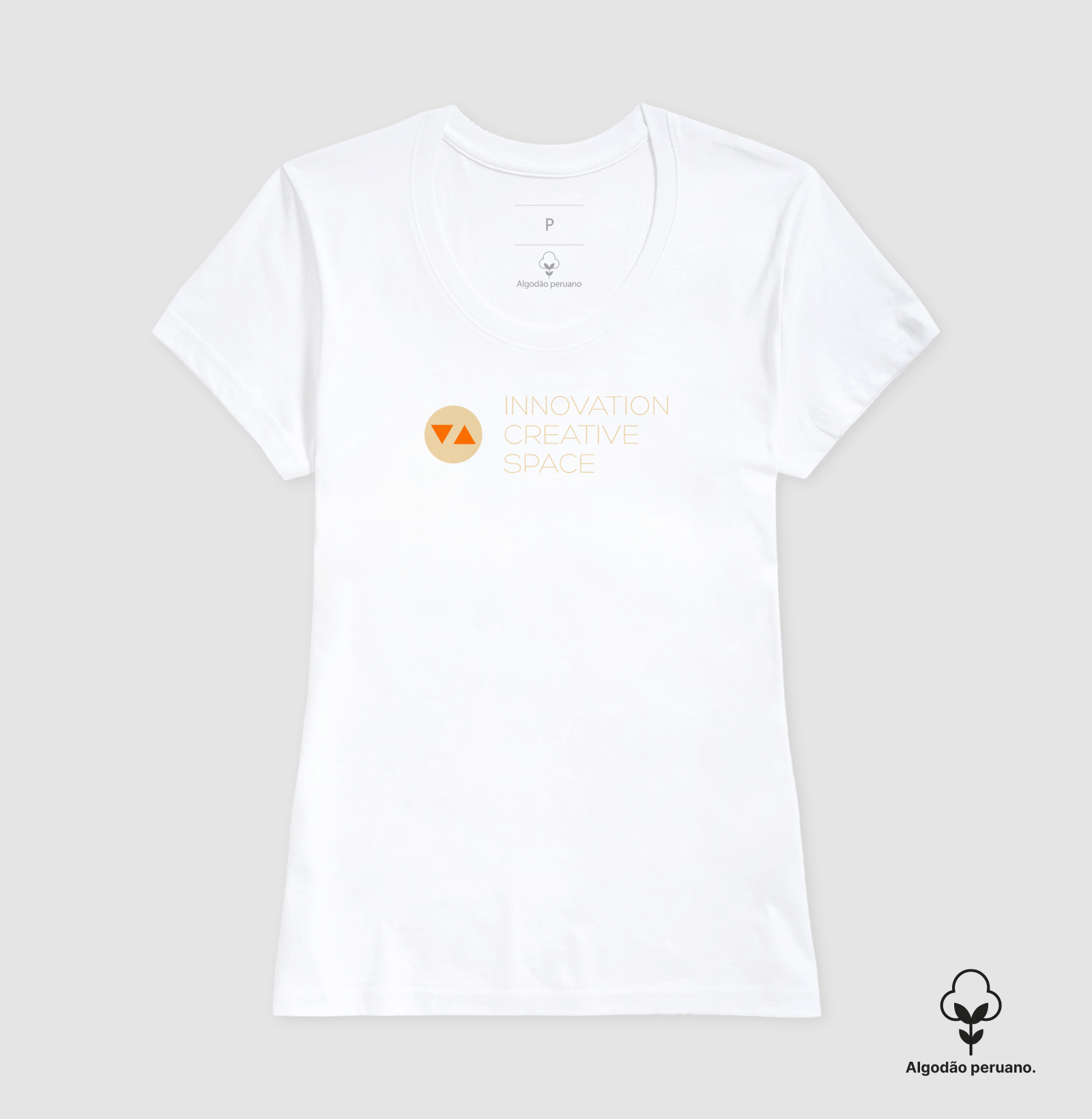 Camiseta Feminina Innovation Algodão Peruano Logo Color Invert Frente - ICSart Store: Criada para artistas