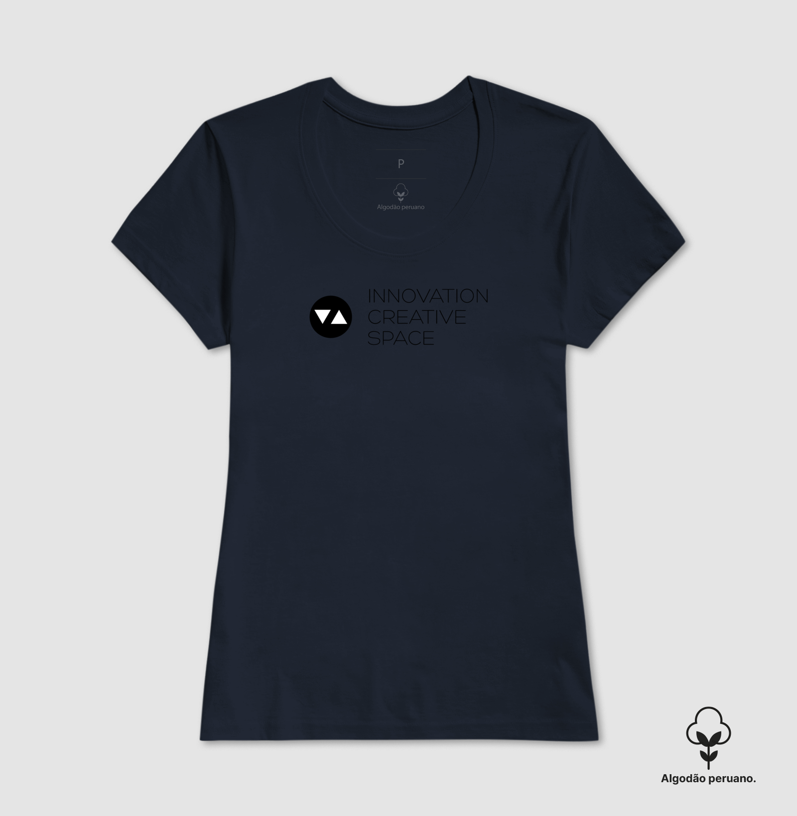 Camiseta Feminina Innovation Algodão Peruano Logo Preto e Branco Frente - ICSart Store: Criada para artistas