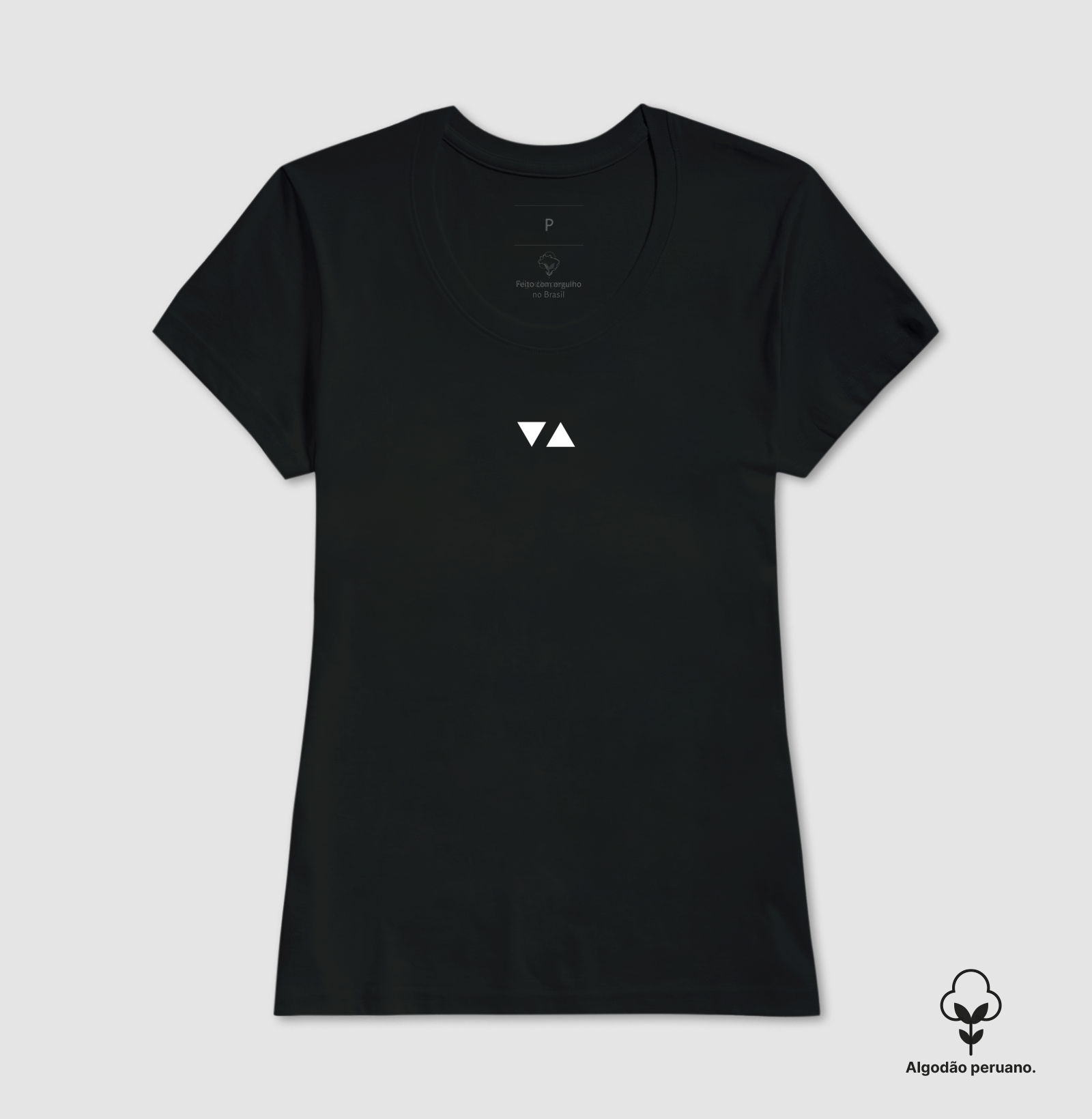Camiseta Feminina Minimal Linha Singular Algodão Peruano Logo Branco Frente - ICSart Store: Criada para artistas