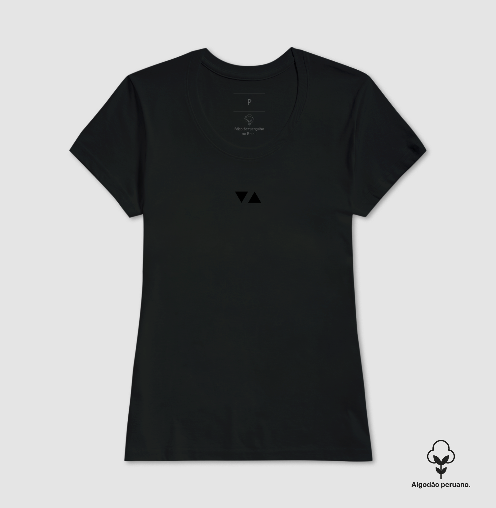 Camiseta Feminina Minimal Algodão Peruano Logo Preto Frente - ICSart Store: Criada para artistas