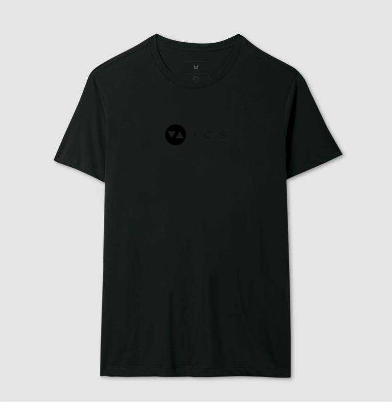 Camiseta Clássica ICS Linha Singular All Black Logo Preto Vazado Frente 100% Algodão - ICSart Store: Criada para artistas