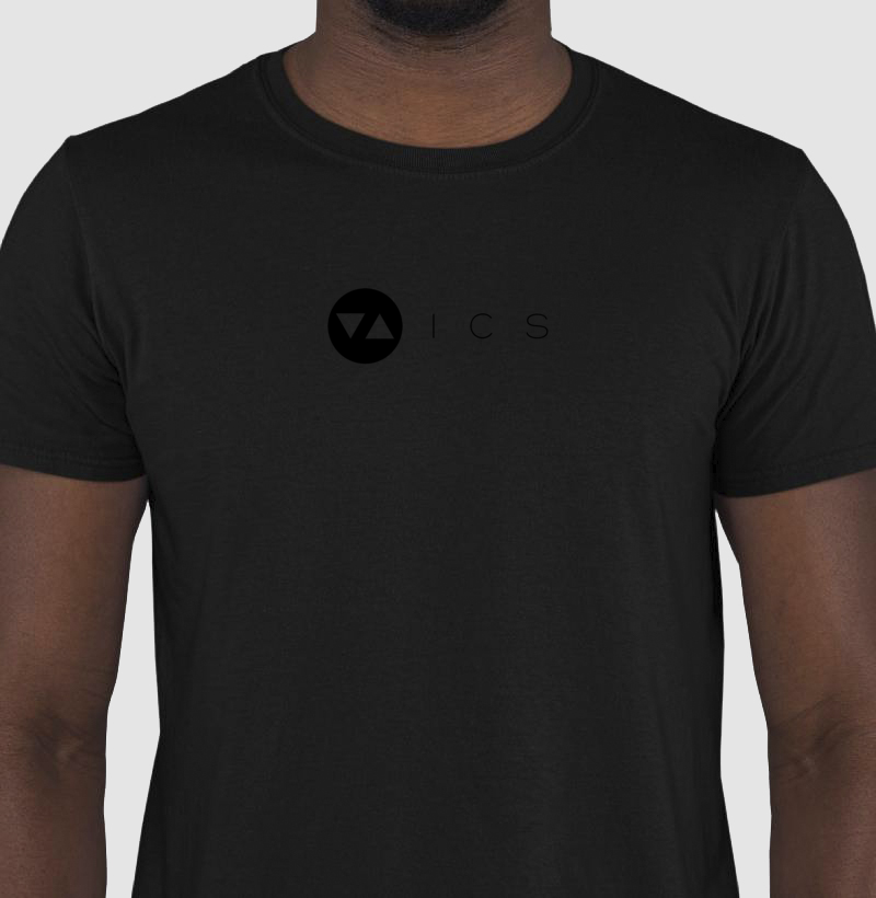Camiseta Clássica ICS Linha Singular All Black Logo Preto Vazado Frente 100% Algodão - ICSart Store: Criada para artistas
