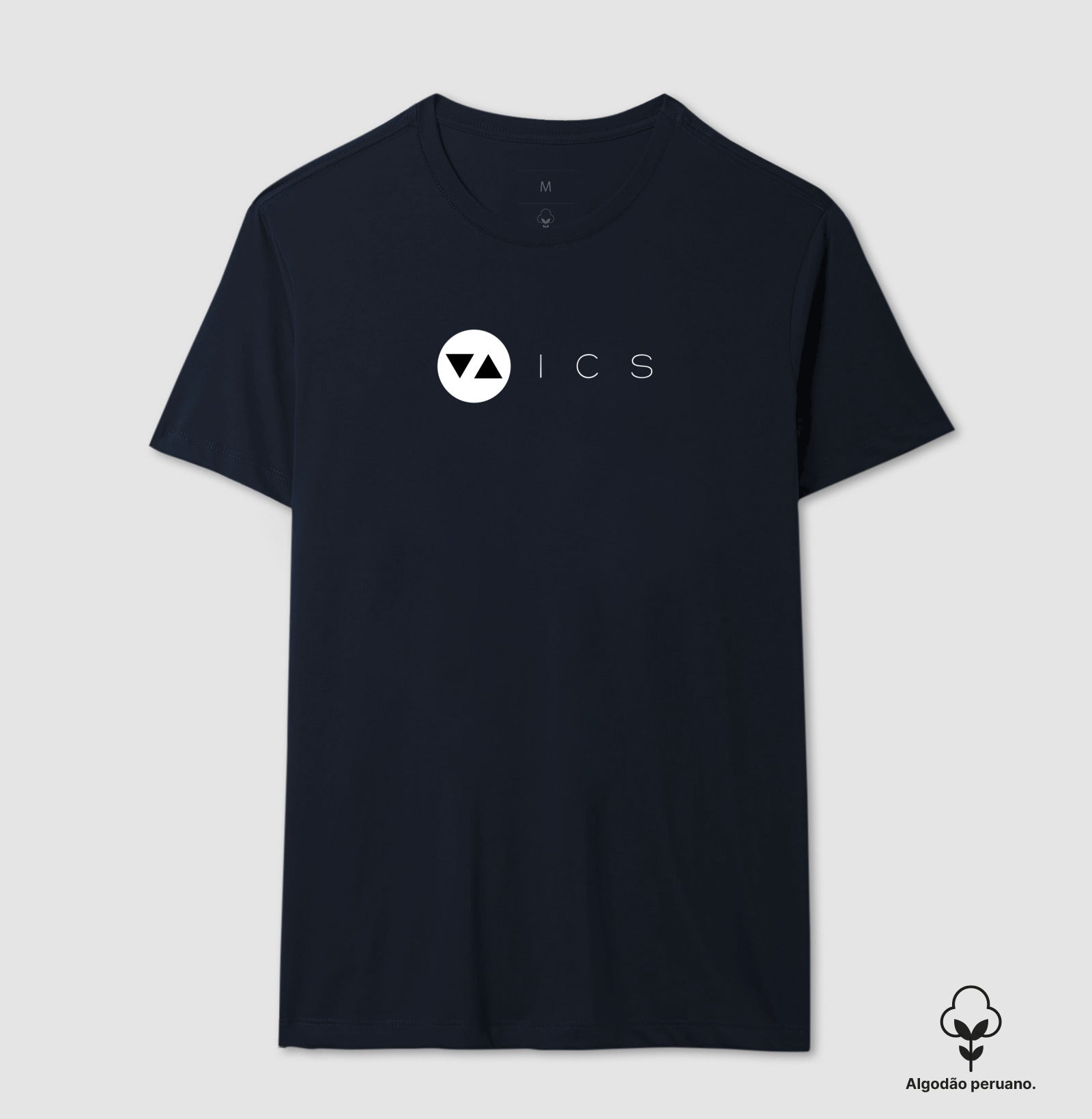 Camiseta Clássica ICS Algodão Peruano Logo Branco e Preto Frente - ICSart Store: Criada para artistas