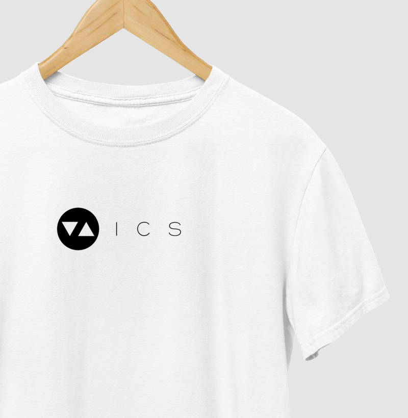 Camiseta Clássica ICS Logo Preto Vazado Frente 100% algodão - ICSart Store: Criada para Artistas