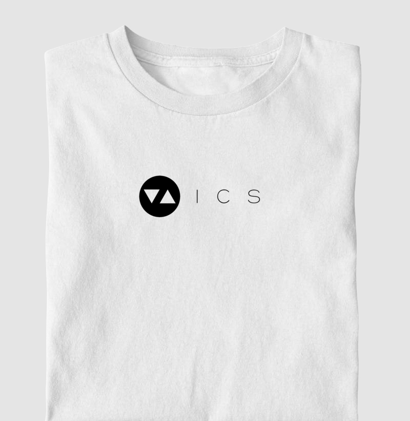 Camiseta Clássica ICS Logo Preto Vazado Frente 100% algodão - ICSart Store: Criada para Artistas