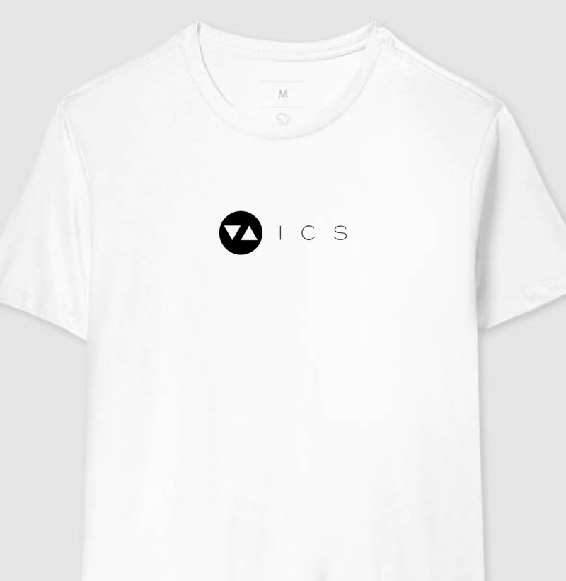 Camiseta Clássica ICS Logo Preto Vazado Frente 100% algodão - ICSart Store: Criada para Artistas