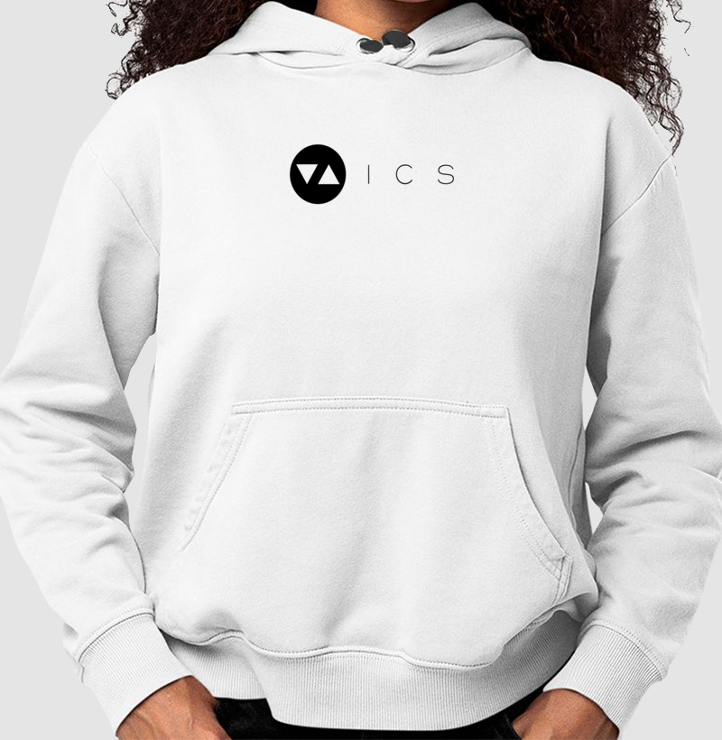 Moletom Canguru com Capuz Unissex ICS Logo Preto e Branco Frente 100% algodão - ICSart Store: Criada para Artistas
