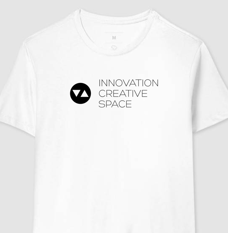 Camiseta Clássica Innovation Logo Preto Vazado Frente 100% algodão - ICSart Store: Criada para Artistas