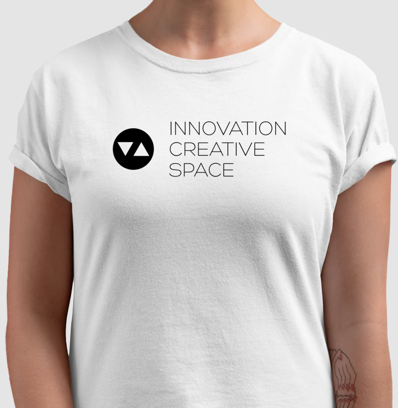 Camiseta Clássica Innovation Logo Preto Vazado Frente 100% algodão - ICSart Store: Criada para Artistas