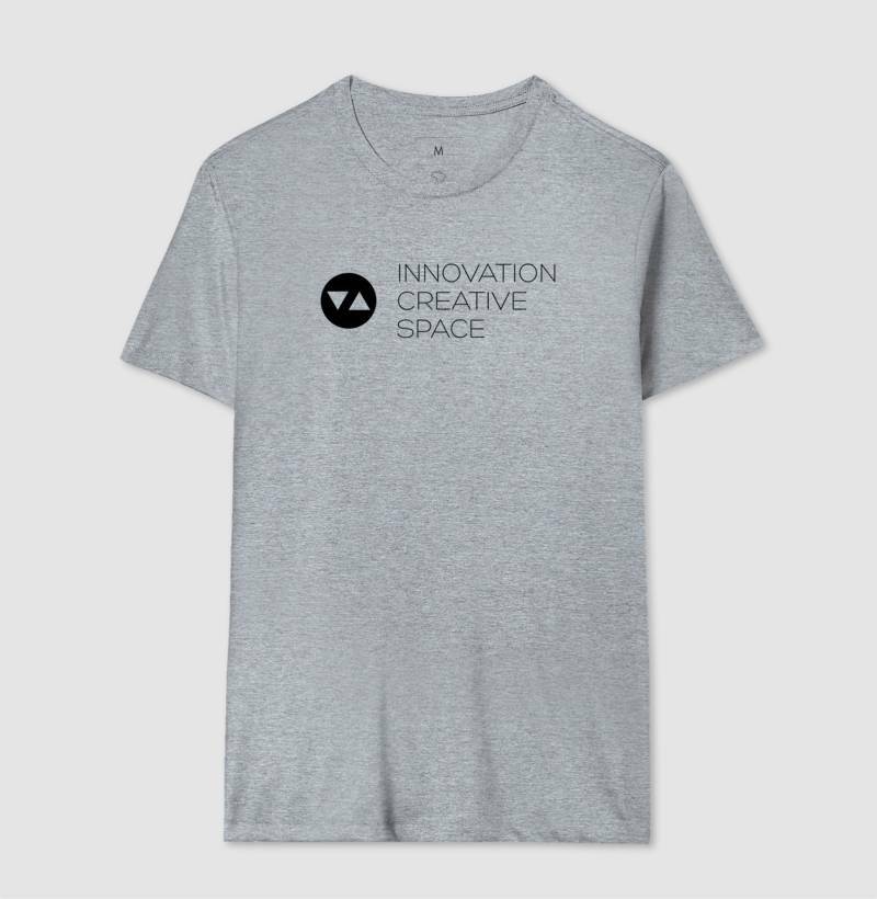 Camiseta Clássica Innovation Logo Preto Vazado Frente 100% algodão - ICSart Store: Criada para Artistas
