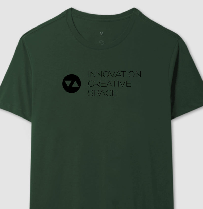Camiseta Clássica Innovation Logo Preto Vazado Frente 100% algodão - ICSart Store: Criada para Artistas