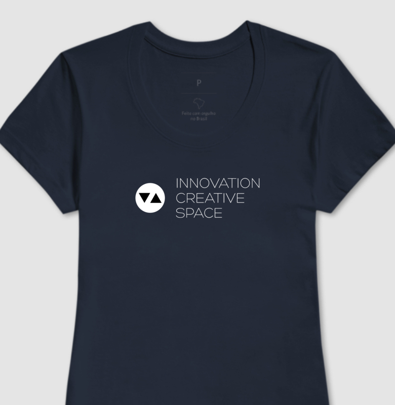 Camiseta Feminina Innovation Logo Branco e Preto Frente 100% algodão - ICSart Store: Criada para Artistas