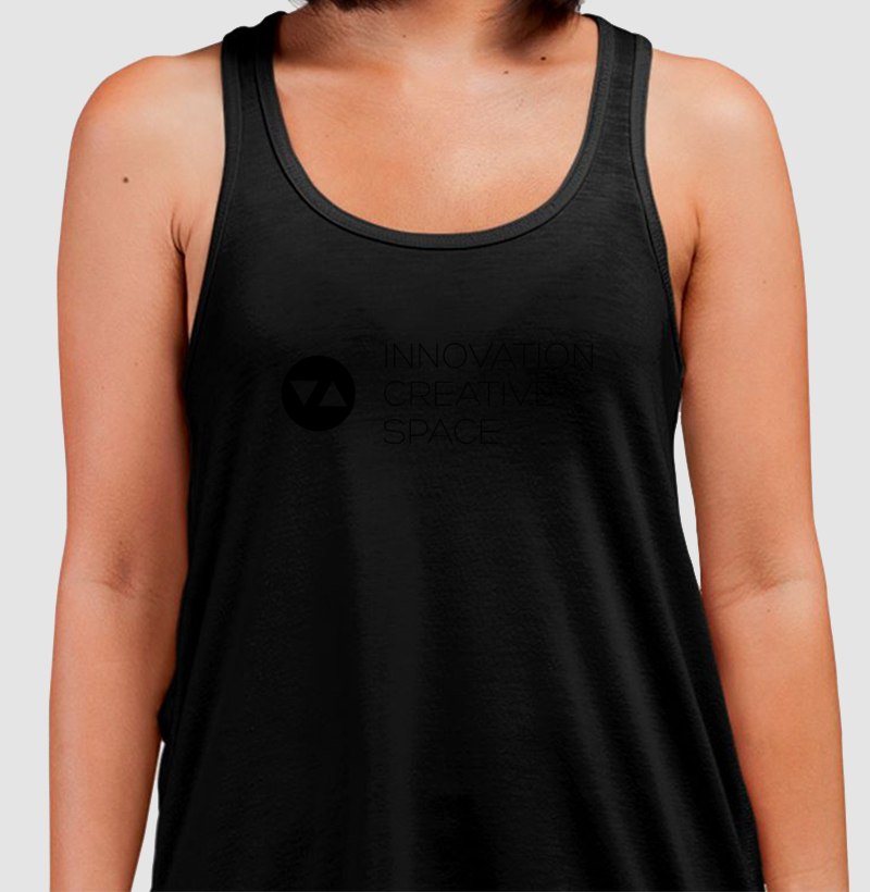 Camiseta Regata Innovation Unissex Linha Singular All Black Logo Preto Vazado Frente 100% algodão - ICSart Store: Criada para Artistas