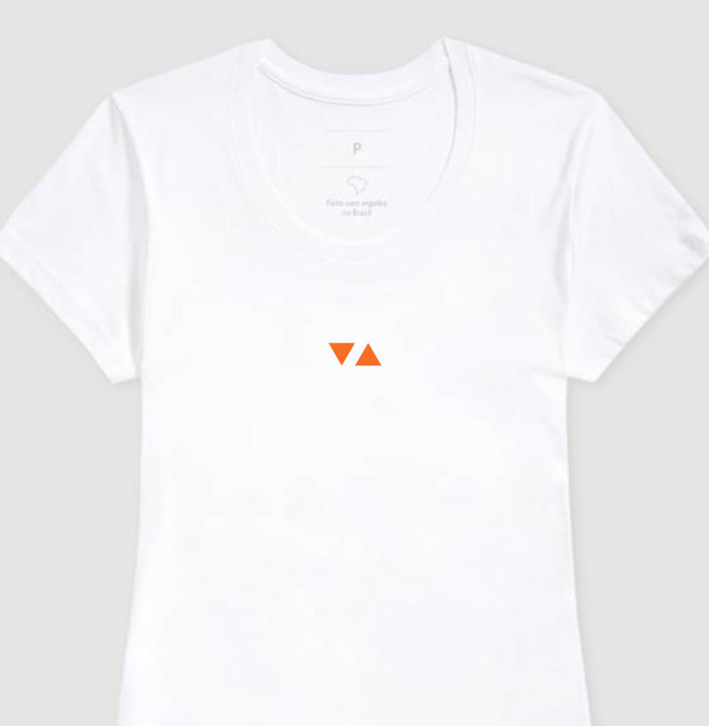 Camiseta Feminina Minimal Logo Laranja Frente 100% algodão - ICSart Store: Criada para Artistas