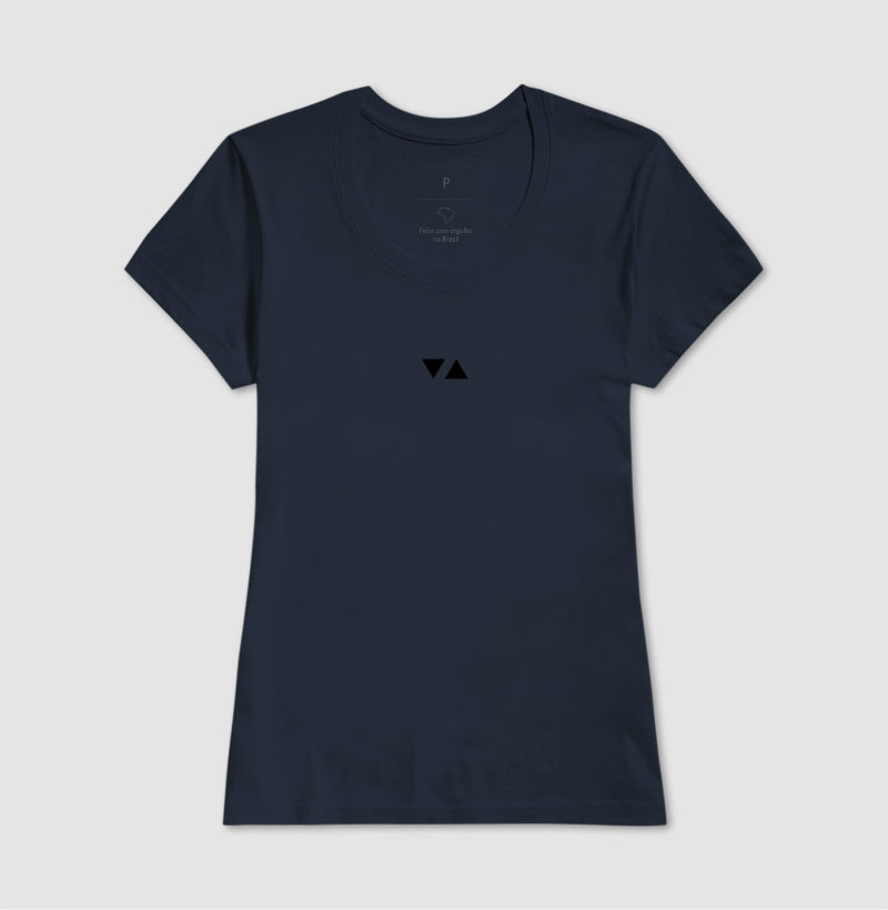 Camiseta Feminina Minimal Logo Preto Frente 100% algodão - ICSart Store: Criada para Artistas