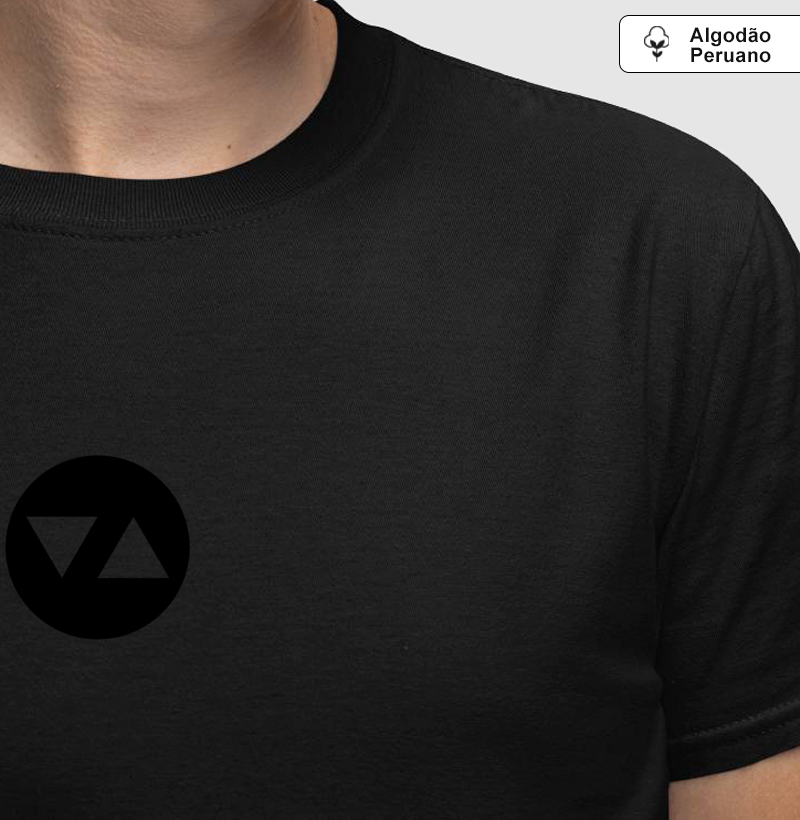 Camiseta Clássica Symbol Algodão Peruano Logo Preto Vazado Frente Linha Singular All Black - ICSart Store: Criada para artistas