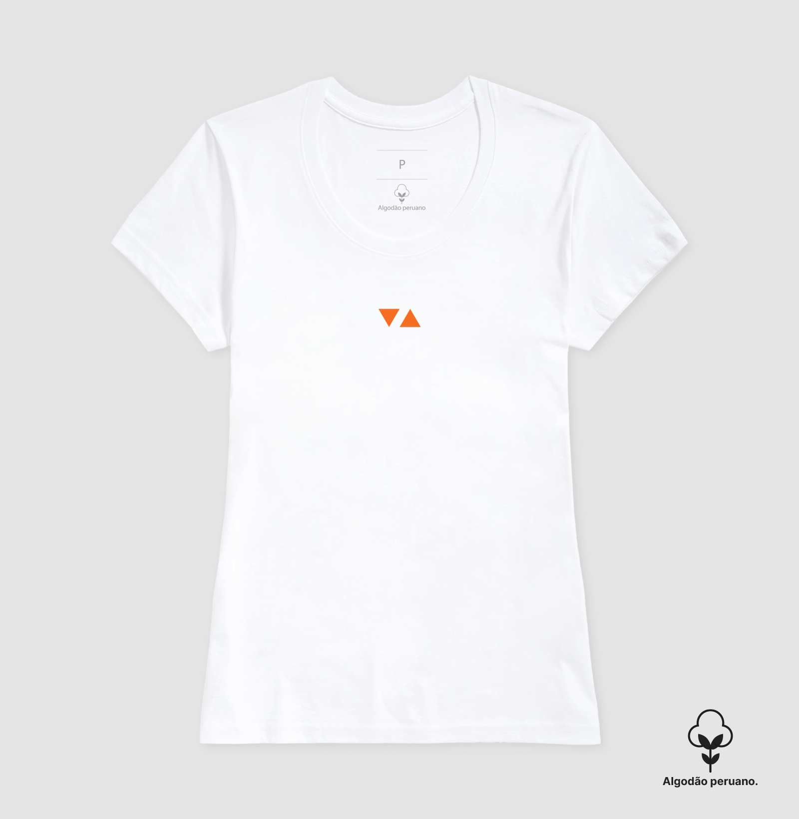 Camiseta Feminina Minimal Algodão Peruano Logo Laranja Escuro Frente - ICSart Store: Criada para artistas