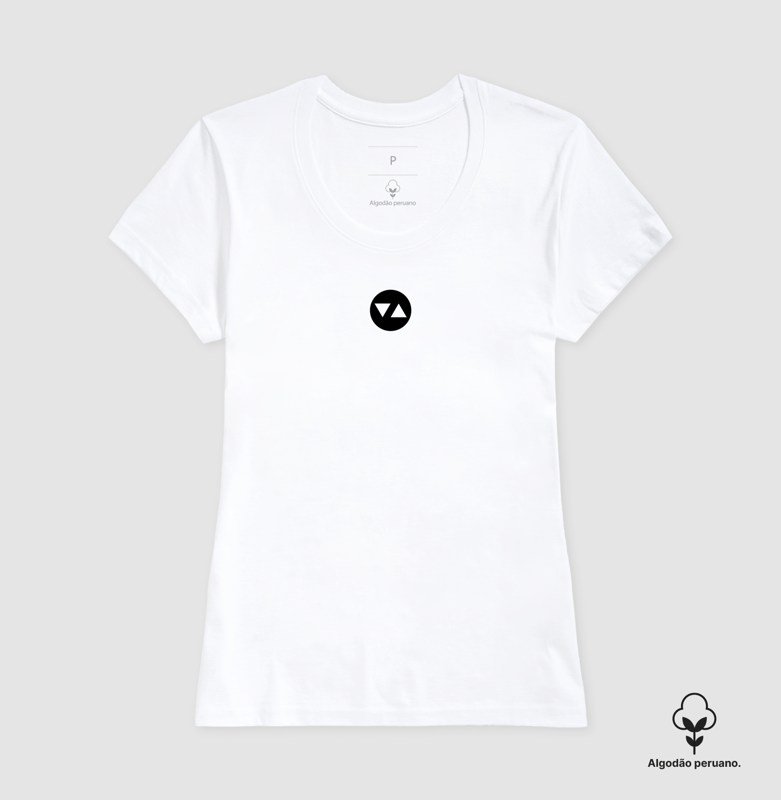 Camiseta Feminina Symbol Algodão Peruano Logo Preto Vazado Frente - ICSart Store: Criada para artistas