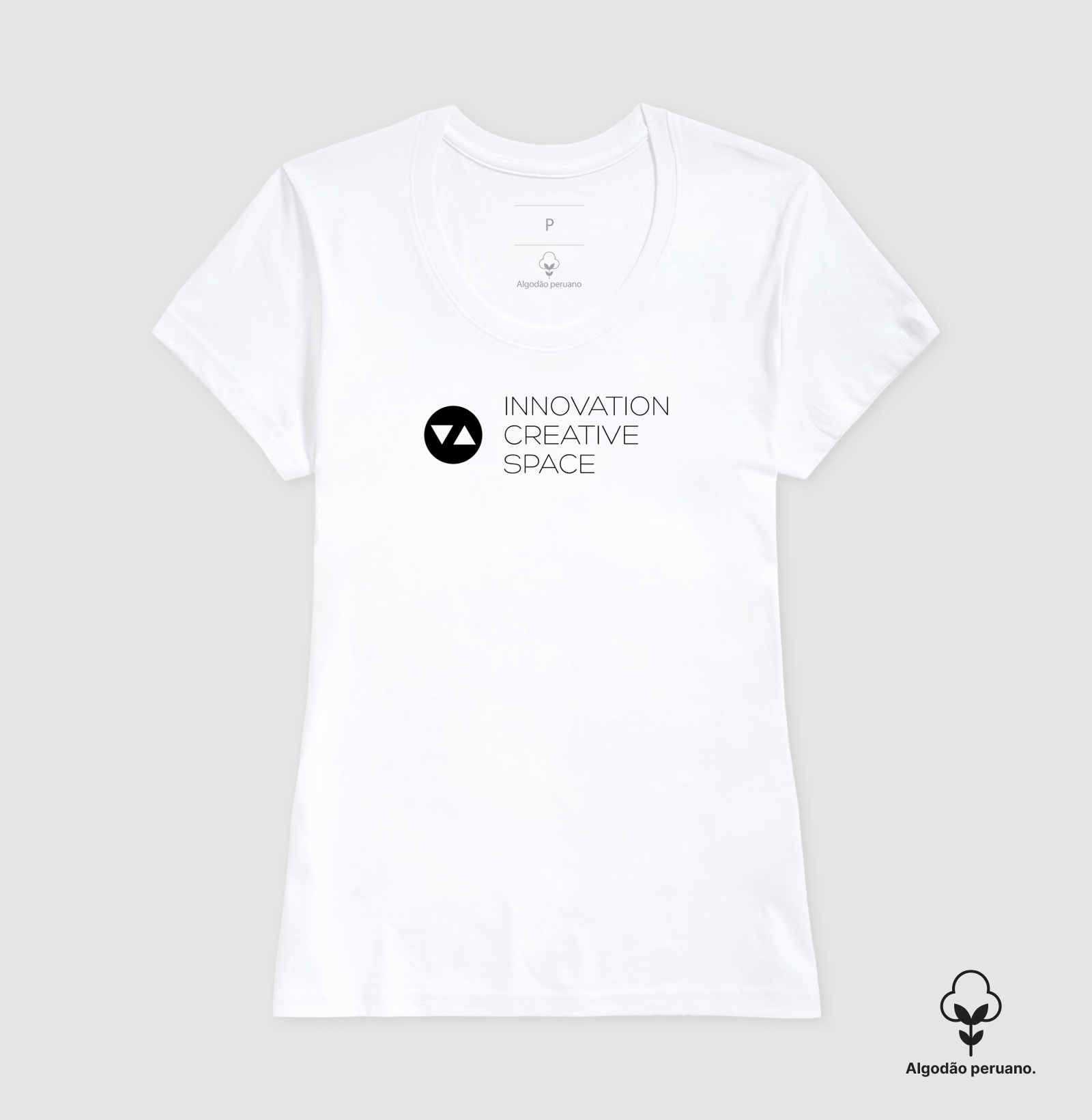 Camiseta Feminina Innovation Algodão Peruano Logo Preto e Branco Frente - ICSart Store: Criada para artistas